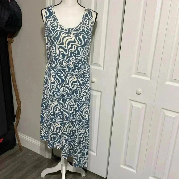 Ava & Viv blue & cream sleeveless dress size XL - Picture 1 of 12